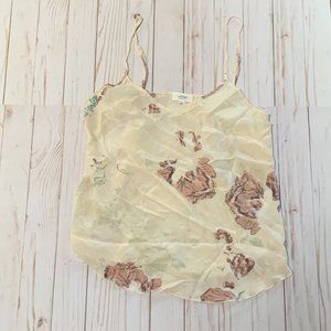 Wilfred Aritzia Cream 100% Silk Floral Tank Anthropologie